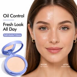 Soft Matte Pressed Powder Compact Oil Control Setting Powder Pore Blurring Lightweight Face Makeup Portable Mirror 3 Shades