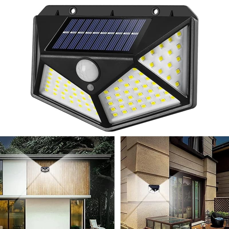 Solar Lights Outdoor 6 Pack, 100LED/3 Modes 270° Lighting Angle Motion Sensor Security Lights Wall Lights Solar Powered Bright for Backyard Garden Fence Patio Front Door