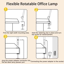 LED Desk Lamp with Clamp Flexible 4 sections Swing Arm Three light sources desk light, 4 Color Modes & 5 Brightness