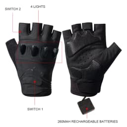 DAYWOLF Led Gloves Mountain Hiking Cycling Fishing Outdoor Night Sports Anti Slip Lighting Touch Screen Half Finger Men Green