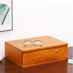 1/2/3 Tier Desktop Storage Box, Wooden Drawer Organizer with Lockable Drawers, No Assembly Required