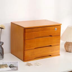 1/2/3 Tier Desktop Storage Box, Wooden Drawer Organizer with Lockable Drawers, No Assembly Required