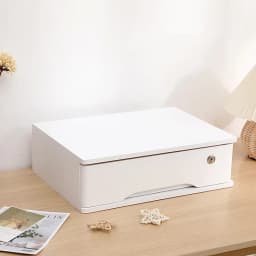 1/2/3 Tier Desktop Storage Box, Wooden Drawer Organizer with Lockable Drawers, No Assembly Required