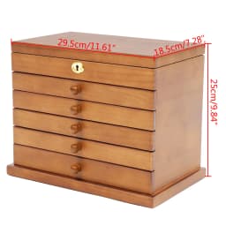 6 Tiers Wooden Jewelry Storage Box - Vintage Jewelry Organizer with Mirror and Lock for Earrings Rings Necklaces Watches