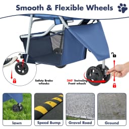 JHK 3 Wheels Foldable Pet Stroller for Small Dogs and Cats Stroller with Mesh Windows Storage Basket Cup Holder for Outdoor Use