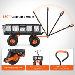 SucceBuy Garden Cart Sturdy Metal Utility Wagon with Simple Assembly Versatile Dump Cart Wheelbarrow with 400/880lbs Capacity