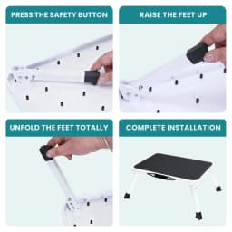 JHK Foldable 1-Step Ladder with Carrying Handle Non-Slip Platform Rubber Feet 330lbs Capacity Sturdy Metal for Kitchen Home