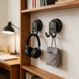 Strong Suction Double Hooks Carbon Steel PET Material Removable Wall Hooks for Towel Bag Backpack for Bathroom Office