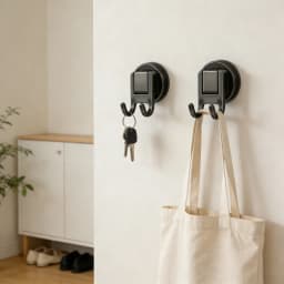 Strong Suction Double Hooks Carbon Steel PET Material Removable Wall Hooks for Towel Bag Backpack for Bathroom Office