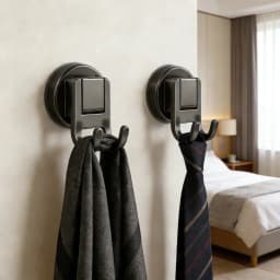 Strong Suction Double Hooks Carbon Steel PET Material Removable Wall Hooks for Towel Bag Backpack for Bathroom Office