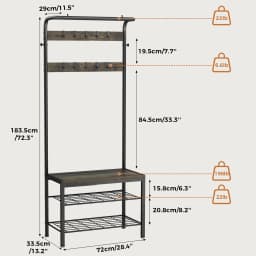 JHK 4-in-1 Coat Rack with Shoe Bench Entryway Bench with Shoe Storage Hooks Mudroom Storage Organizer with Shelves For Home
