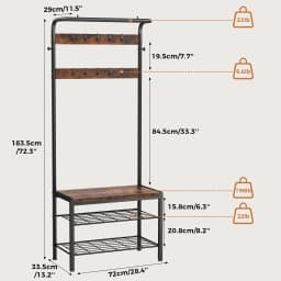 JHK 4-in-1 Coat Rack with Shoe Bench Entryway Bench with Shoe Storage Hooks Mudroom Storage Organizer with Shelves For Home