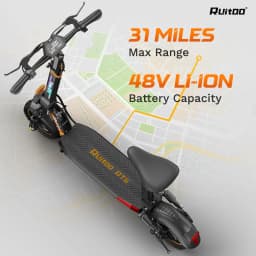 Electric Scooter for Adults with Seat, 800W Motor, 48V 18.2Ah Battery, Up to 34 Miles Range, 10" Off-Road Tires, Foldable E Scooter, LED Display, Disc Brakes