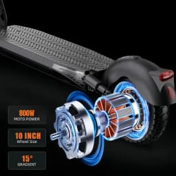 Electric Scooter for Adults with Seat, 800W Motor, 48V 18.2Ah Battery, Up to 34 Miles Range, 10" Off-Road Tires, Foldable E Scooter, LED Display, Disc Brakes