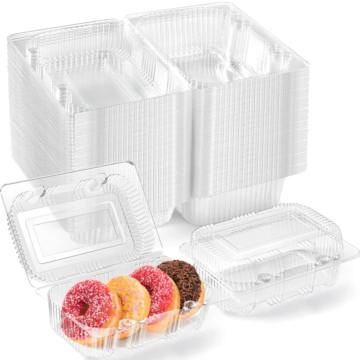 50 Pcs Multi-Purpose Clear Plastic Boxes - Disposable Containers for Fruit Salad Sushi Dessert Takeout Party Picnic