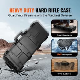 SucceBuy Rifle Hard Case Portable Long Gun Storage Suitcase with 2 Casters Shockproof & Waterproof Airsoft Rifle Protective Case