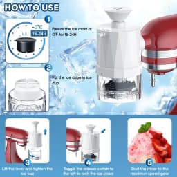 Shaved Ice Machine for KitchenAid Stand Mixer with Coarse and Fine Blades 8 Ice Cube Molds Snow Cone Maker