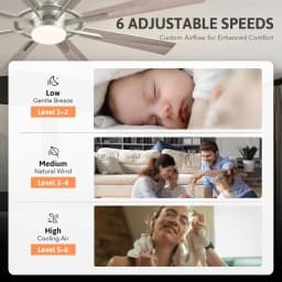 Ceiling Fans with Lights 60 Inch Ceiling Fan and Remote 3CCT 6 Speeds Reversible Quiet DC Motor Ceiling Fan for Living Room Far