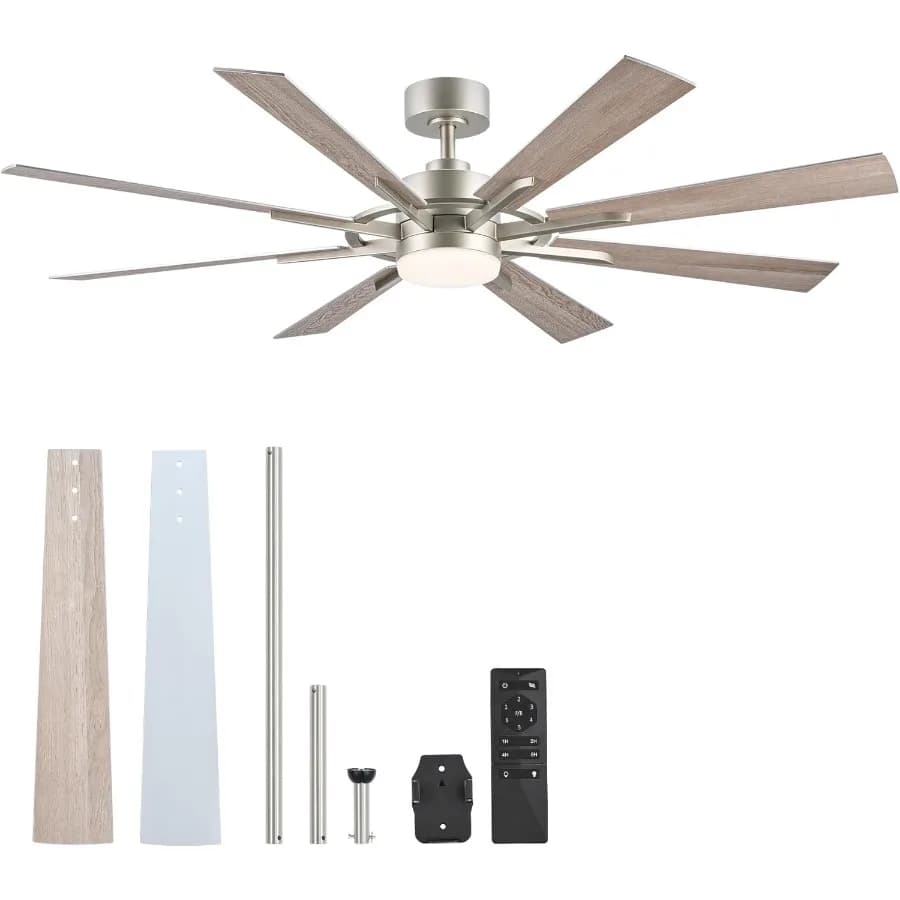 Ceiling Fans with Lights 60 Inch Ceiling Fan and Remote 3CCT 6 Speeds Reversible Quiet DC Motor Ceiling Fan for Living Room Far