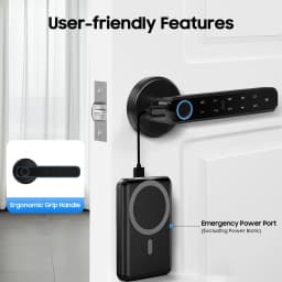 Smart Door Handle Lock Fingerprint/Password/IC Card /Key Unlock 0.2s Unlocking Type-C Emergency Power for Home Apartment Office