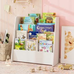 4-tier Kids Wooden Bookshelf Toddlers Book Rack w/ Deep Shelves Natural