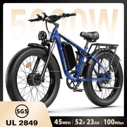 FENGQS Q8 PLUS 6000W 5000W Dual Motor Mountain Electric Vehicle 60V1200WH Large Battery, 100 Kilometer Range, Hydraulic Disc Brake with Turn Signal, Electric Bicycles, Commuting, Boys, Fat Tires, Detachable Batteries. Full Shockingproof Frame