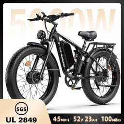 FENGQS Q8 PLUS 6000W 5000W Dual Motor Mountain Electric Vehicle 60V1200WH Large Battery, 100 Kilometer Range, Hydraulic Disc Brake with Turn Signal, Electric Bicycles, Commuting, Boys, Fat Tires, Detachable Batteries. Full Shockingproof Frame