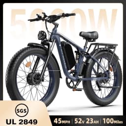 FENGQS Q8 PLUS 6000W 5000W Dual Motor Mountain Electric Vehicle 60V1200WH Large Battery, 100 Kilometer Range, Hydraulic Disc Brake with Turn Signal, Electric Bicycles, Commuting, Boys, Fat Tires, Detachable Batteries. Full Shockingproof Frame