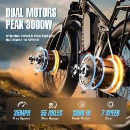 FENGQS Q8 PLUS 6000W 5000W Dual Motor Mountain Electric Vehicle 60V1200WH Large Battery, 100 Kilometer Range, Hydraulic Disc Brake with Turn Signal, Electric Bicycles, Commuting, Boys, Fat Tires, Detachable Batteries. Full Shockingproof Frame
