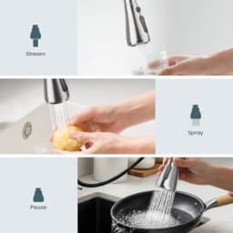 High Arc Stainless Steel Single Handle Kitchen Faucet with Pull Down Sprayer for Farmhouse Sink Laundry Room Camper RV Bar 1 or