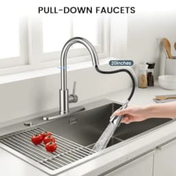 High Arc Stainless Steel Single Handle Kitchen Faucet with Pull Down Sprayer for Farmhouse Sink Laundry Room Camper RV Bar 1 or