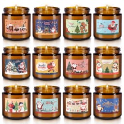 12-Pack Christmas-Themed Apothecary Bottle Scented Candles for Home Decor And Atmosphere Relaxation