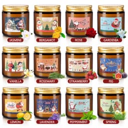 12-Pack Christmas-Themed Apothecary Bottle Scented Candles for Home Decor And Atmosphere Relaxation