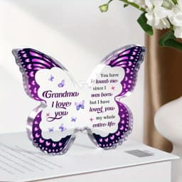 Butterfly Acrylic Plaque for Grandma – Gift from Grandchildren for Birthday, Mother’s Day & Christmas