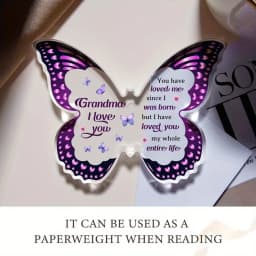 Butterfly Acrylic Plaque for Grandma – Gift from Grandchildren for Birthday, Mother’s Day & Christmas
