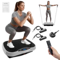 Portable Vibration Plate Exercise Machine Full-Body Workout with Bluetooth Resistance Bands Yoga Straps for Weight Loss &Shaping