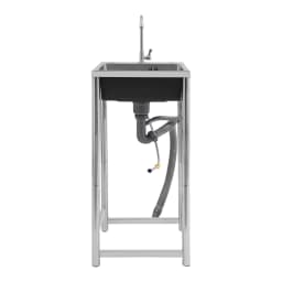 Stainless Steel Sink with Faucet Free Standing Utility Sink Single Bowl Sink Capacity 50kg for Homes Restaurants Laundry Rooms