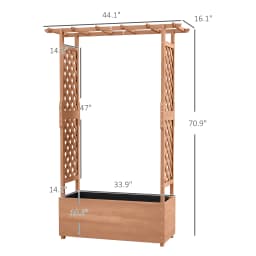 70.75inch Elevated Garden Planter with Stand, Hanging Roof, and Drainage Holes