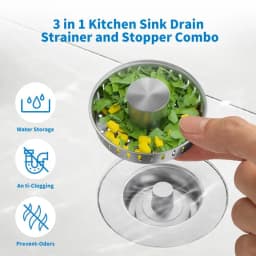3-in-1 Stainless Steel Kitchen Sink Strainer - Pop-Up Stopper with Anti-Clogging Basket and Odor Filter, Easy Clean Drain Strain