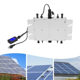 1200W Solar Grid Tie Micro Inverter, W/ Data Monitoring Display LCD Screen IP65 Pure Sine, for 30V/36V Solar Panels NEW (Silver)