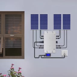 1200W Solar Grid Tie Micro Inverter, W/ Data Monitoring Display LCD Screen IP65 Pure Sine, for 30V/36V Solar Panels NEW (Silver)