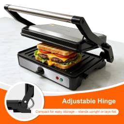2-Slice Sandwich Maker, 900W Indoor Grill & Panini Press, Adjustable Temperature Control, 180° Flat Opening, Cool-Touch Handle, Kitchen Appliance Gift