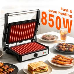 2-Slice Sandwich Maker, 900W Indoor Grill & Panini Press, Adjustable Temperature Control, 180° Flat Opening, Cool-Touch Handle, Kitchen Appliance Gift