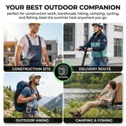 Portable Waist Fan Rechargeable Cooling Fan with Flashlight Neck Hands-Free for Outdoor Indoor Camping Travel As Power Bank