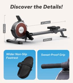 MERACH Rowing Machine Magnetic Rower Machine for Home 16 Levels Quiet Resistance Dual Slide Rail Max 350lb Weight Capacity  R02