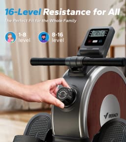 MERACH Rowing Machine Magnetic Rower Machine for Home 16 Levels Quiet Resistance Dual Slide Rail Max 350lb Weight Capacity  R02