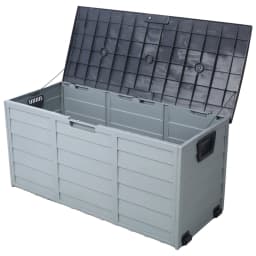 All Weather UV Resin 75 Gallon Outdoor Deck Box with Wheel Patio Backyard Storage Bin for Cushions Garden Tools Pool Toys