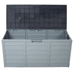 All Weather UV Resin 75 Gallon Outdoor Deck Box with Wheel Patio Backyard Storage Bin for Cushions Garden Tools Pool Toys