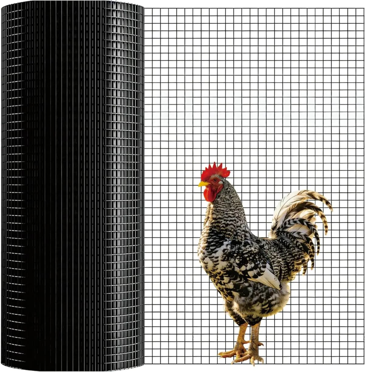Black Hardware Cloth, 1/2 inch 19 Gauge PVC Wire Mesh Roll Welded Wire Fence for Poultry Netting, Chicken Coop & Pet Cage
