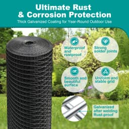 Black Hardware Cloth, 1/2 inch 19 Gauge PVC Wire Mesh Roll Welded Wire Fence for Poultry Netting, Chicken Coop & Pet Cage